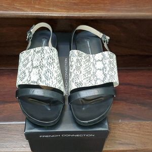 French Connection Sultan Black/White slide shoea